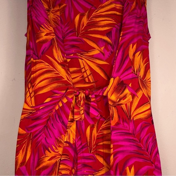 XL Vintage * READ Impressions Tropical Dress Fuchsia Orange Sleeveless Rayon - Picture 7 of 14